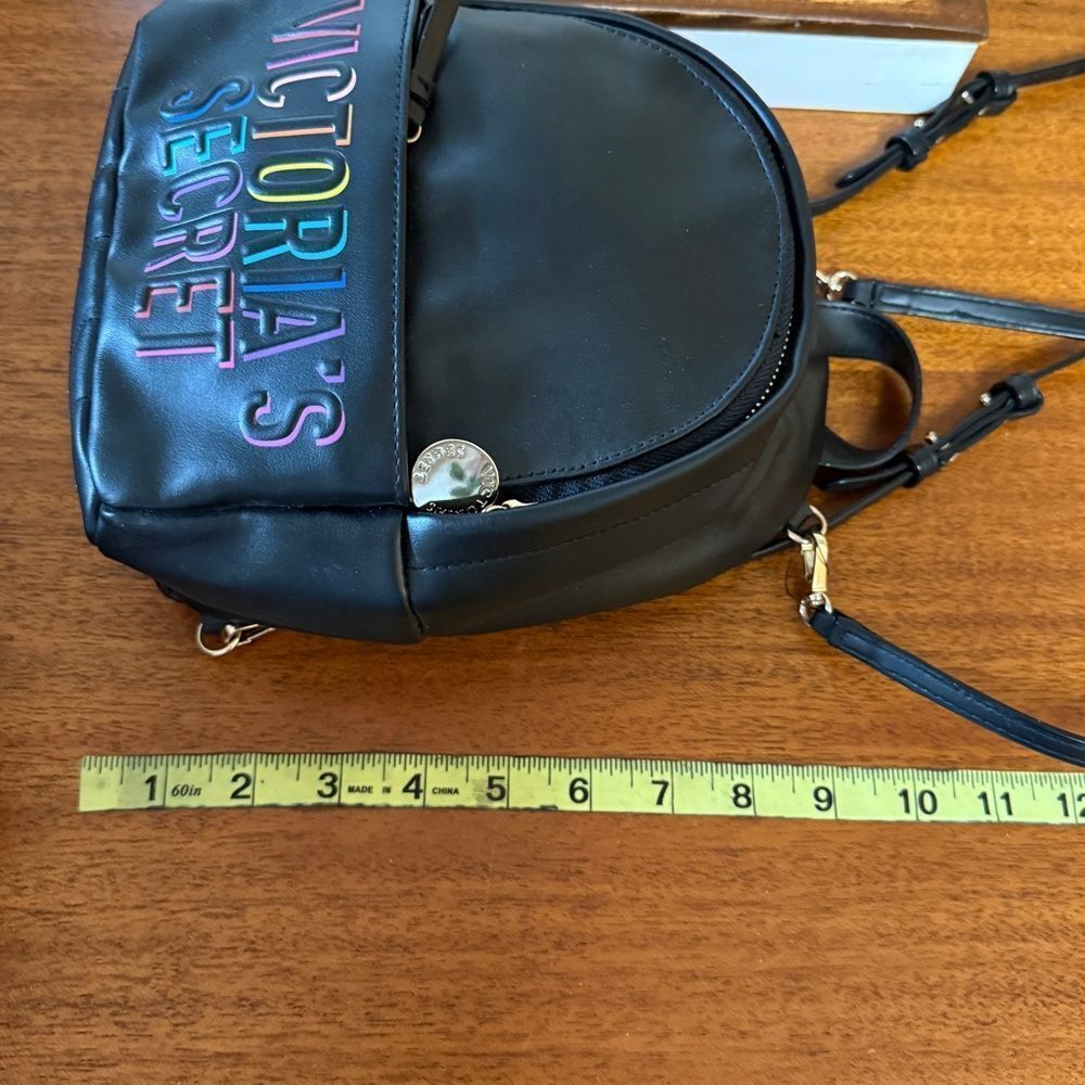 Victoria's Secret Small Black Backpack with Colorful Logo - Picture 9 of 15